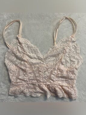 Y2K VOGUE BRA women's cream blush tone lace bralette, 34.